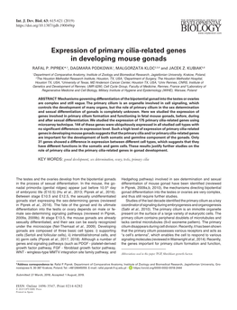 Expression of Primary Cilia-Related Genes in Developing Mouse Gonads RAFAL P
