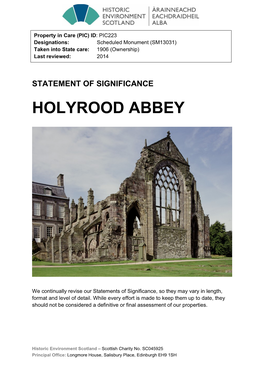 Holyrood Abbey Statement of Significance