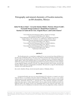Petrography and Mineral Chemistry of Escalón Meteorite, an H4 Chondrite, México