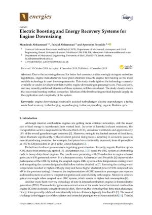 Electric Boosting and Energy Recovery Systems for Engine Downsizing