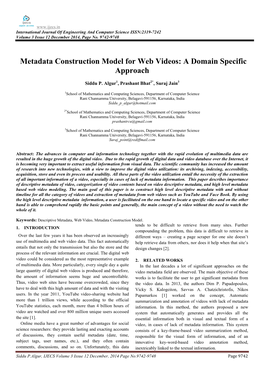 Metadata Construction Model for Web Videos: a Domain Specific Approach