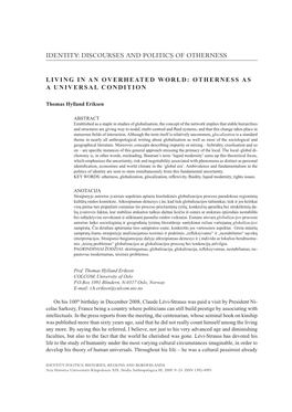 Thomas Hylland ERIKSEN – Living in an Overheated World: Otherness As