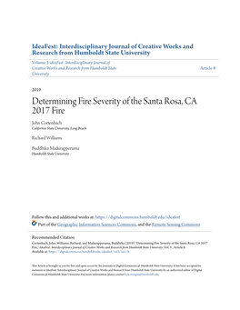 Determining Fire Severity of the Santa Rosa, CA 2017 Fire John Cortenbach California State University, Long Beach