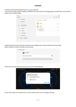1 / 31 Installation Tuneecu Must Be Downloaded from the Tuneecu Web Site. If You Have an Earlier Version I