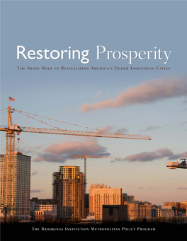 Restoring Prosperity the State Role in Revitalizing America’S Older Industrial Cities