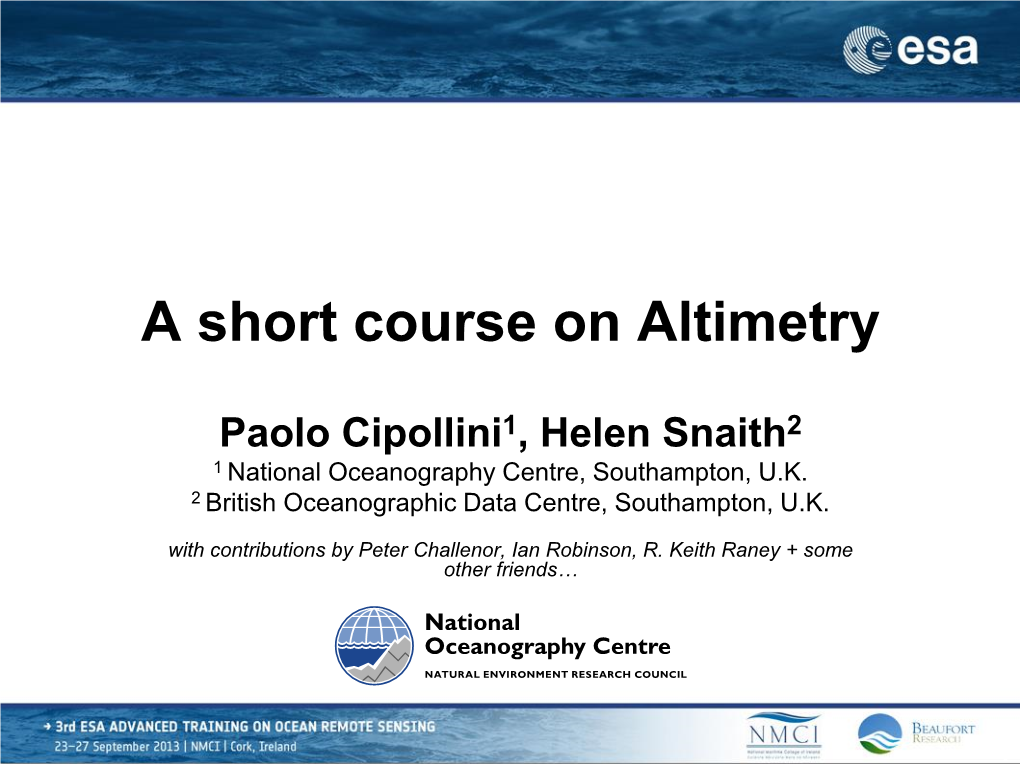 Principles of Radar Altimetry