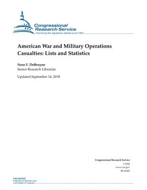 American War and Military Operations Casualties: Lists and Statistics