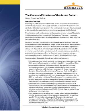 The Command Structure of the Aurora Botnet