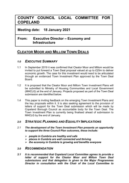 Cleator Moor and Millom Town Deals PDF 130 KB
