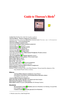 Thoreau's Birds