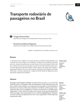 Transporte Rodoviário De Passageiros No Brasil