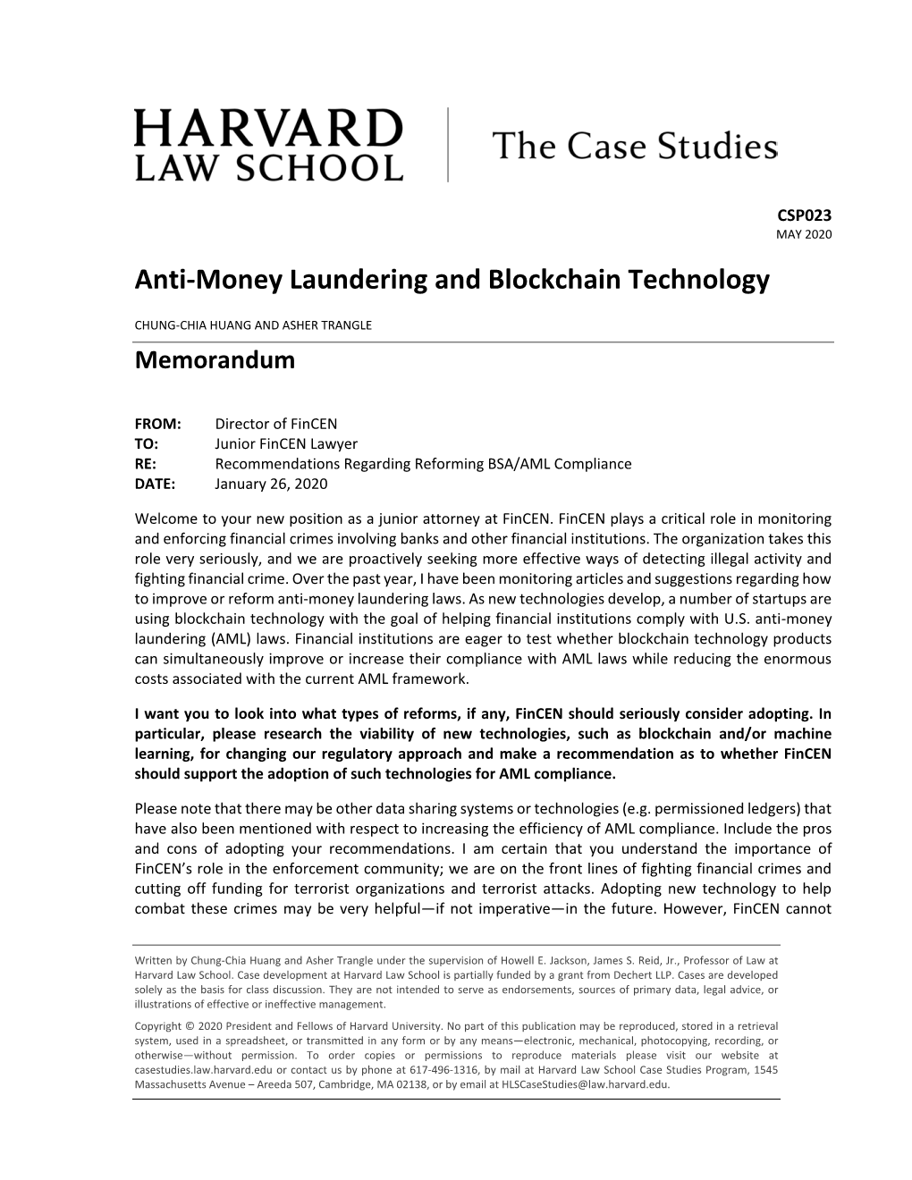 Anti-Money Laundering and Blockchain Technology