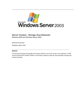 Storage Area Networks Windows 2000 and Windows Server 2003