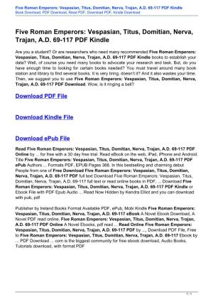 Vespasian, Titus, Domitian, Nerva, Trajan, AD 69-117 PDF Kindle