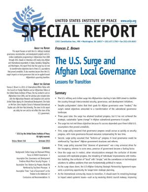 The U.S. Surge and Afghan Local Governance