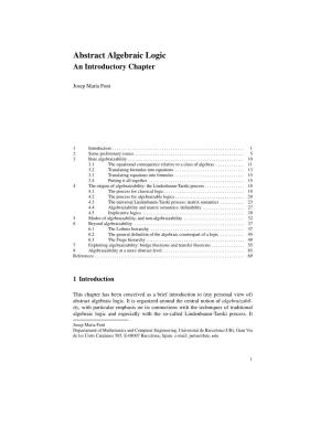 Abstract Algebraic Logic an Introductory Chapter