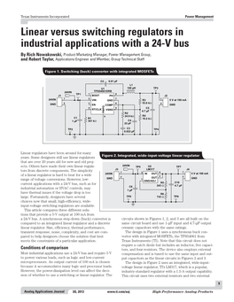 Linear Versus Switching Regulators in Industrial Applications with a 24-V