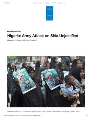 Nigeria: Army Attack on Shia Unjustified | Human Rights Watch