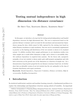 Testing Mutual Independence in High Dimension Via Distance Covariance