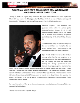 Comedian Mike Epps Announces 2014 Worldwide Mike Epps: After Dark Tour