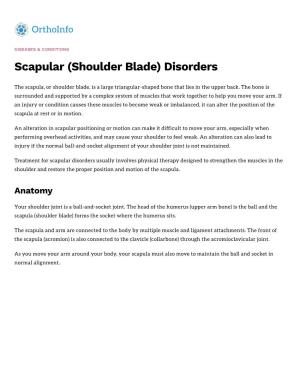 Scapular (Shoulder Blade) Disorders