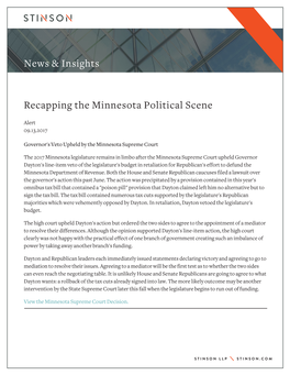 News & Insights Recapping the Minnesota Political Scene