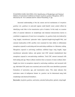WAGONER, KAIRA MALINDA, M.S. Identification of Morphologic And