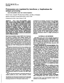 Antigen Processing (Major Hbitocompatlbility Complex/Class I Moecules/Lymphokines) YOUNG YANG, JAMES B
