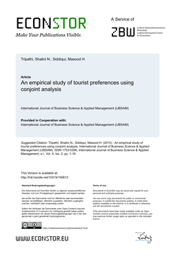 An Empirical Study of Tourist Preferences Using Conjoint Analysis