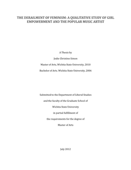 The Derailment of Feminism: a Qualitative Study of Girl Empowerment and the Popular Music Artist
