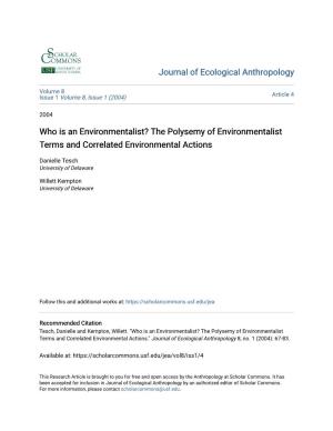 The Polysemy of Environmentalist Terms and Correlated Environmental Actions