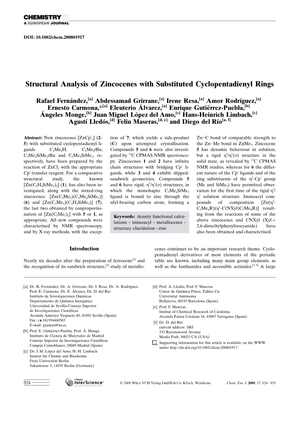 Structural Analysis of Zincocenes with Substituted Cyclopentadienyl Rings