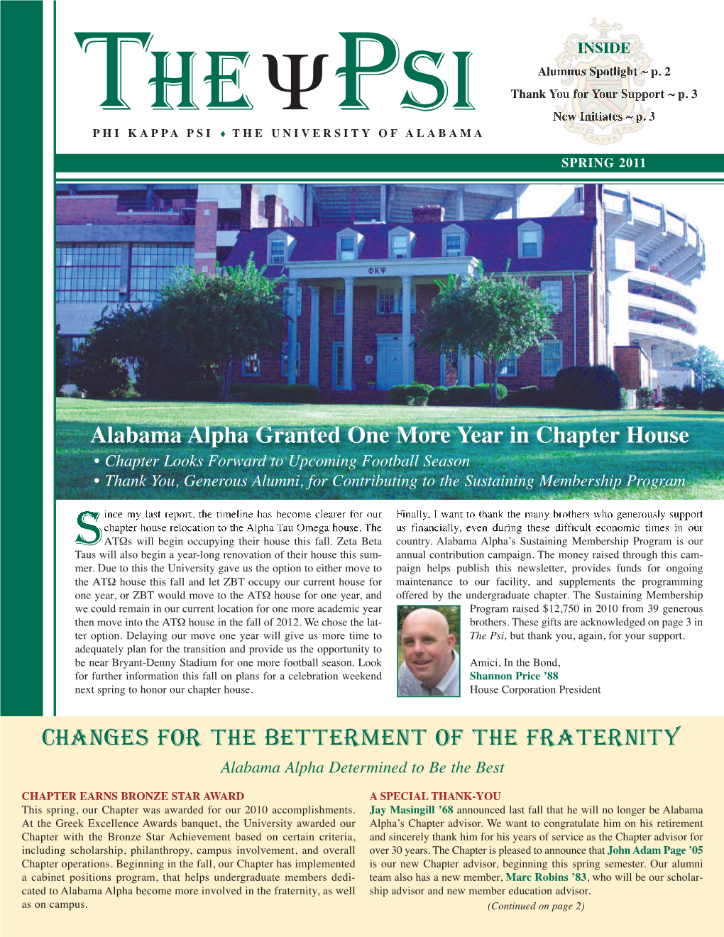 Changes for the Betterment of the Fraternity Alabama Alpha Determined to Be the Best