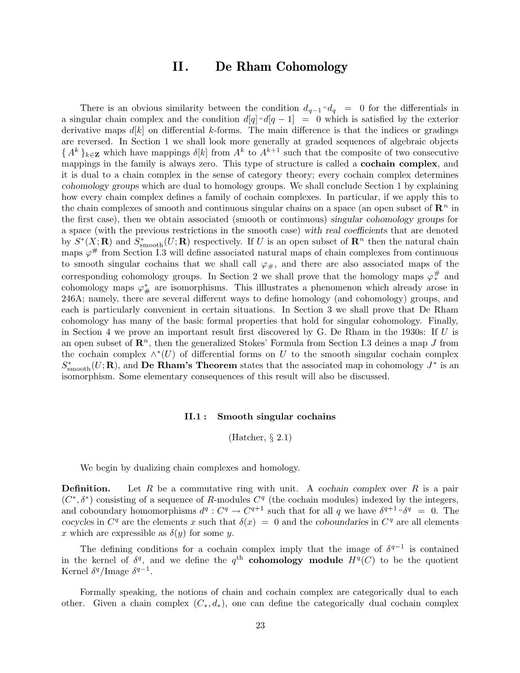 II. De Rham Cohomology