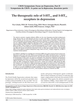 The Therapeutic Role of 5-HT1A and 5-HT2A Receptors in Depression