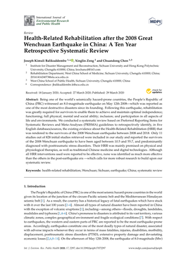 Health-Related Rehabilitation After the 2008 Great Wenchuan Earthquake in China: a Ten Year Retrospective Systematic Review