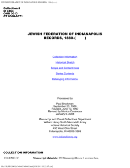 Indianapolis Jewish Welfare Federation