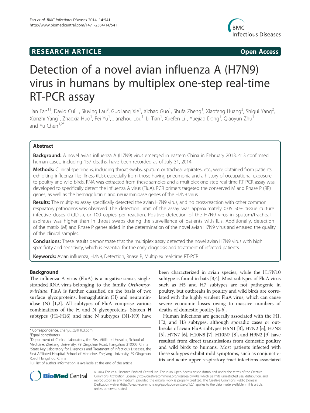 Detection of a Novel Avian Influenza a (H7N9)