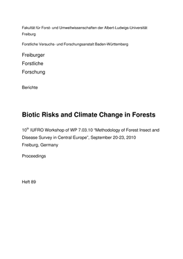 Biotic Risks and Climate Change in Forests