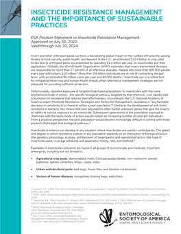 Insecticide Resistance Management and the Importance of Sustainable Practices