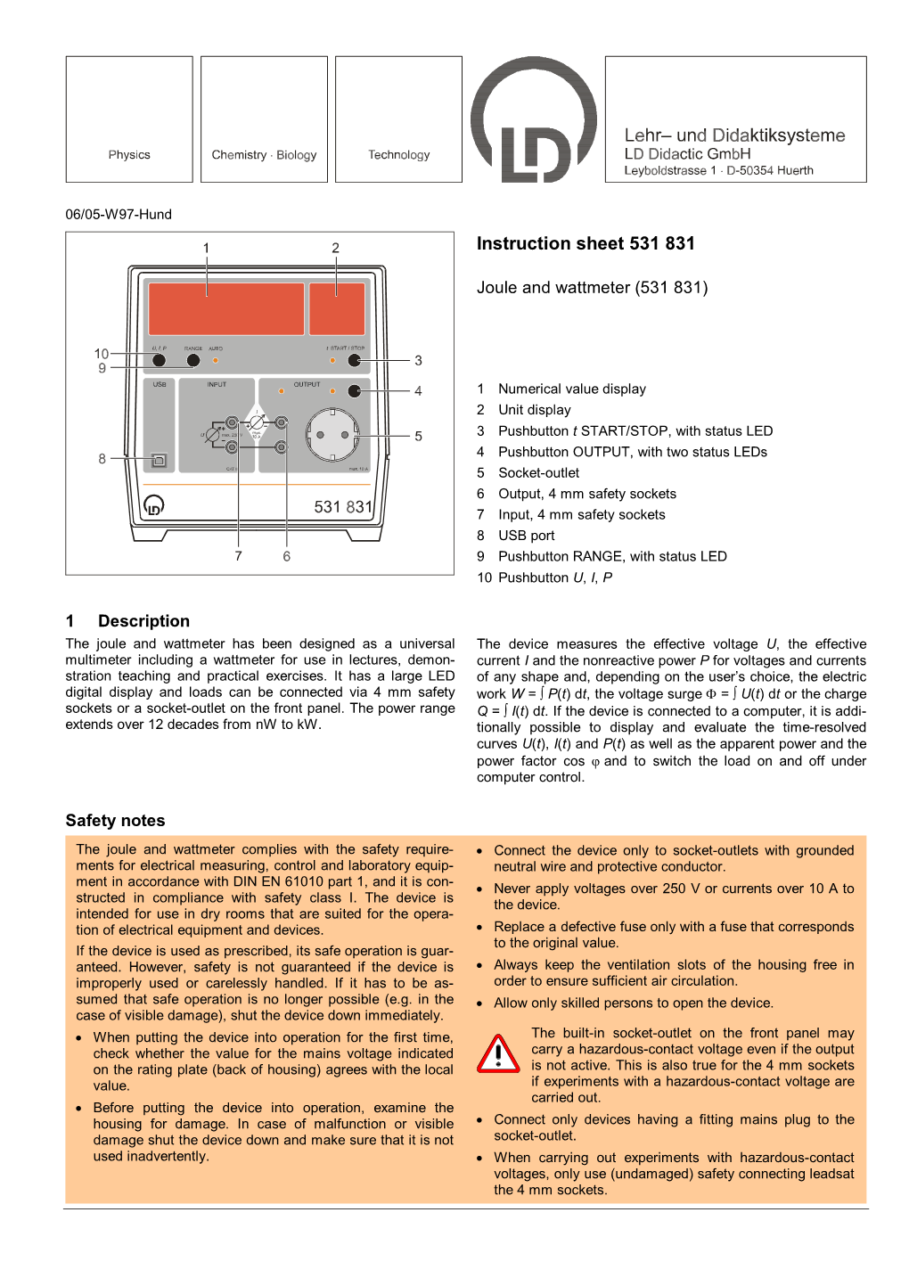 Instruction Sheet 531 831