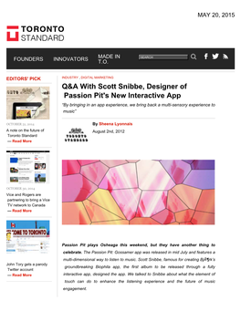 Q&A with Scott Snibbe, Designer of Passion Pit's New Interactive App | Toronto Standard