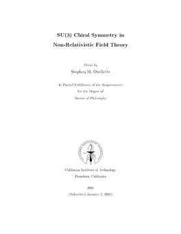 SU(3) Chiral Symmetry in Non-Relativistic Field Theory