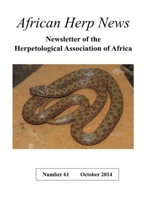 African Herp News Newsletter of the Herpetological Association of Africa