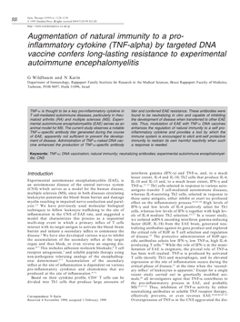 Inflammatory Cytokine (TNF-Alpha) by Targeted DNA Vaccine Confers Long