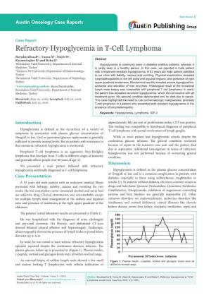Refractory Hypoglycemia in T-Cell Lymphoma