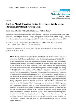 Skeletal Muscle Function During Exercise—Fine-Tuning of Diverse Subsystems by Nitric Oxide