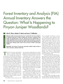 (FIA) Annual Inventory Answers the Question: What Is Happening to Pinyon-Juniper Woodlands?