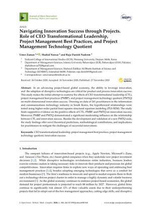 Navigating Innovation Success Through Projects. Role of CEO Transformational Leadership, Project Management Best Practices, and Project Management Technology Quotient