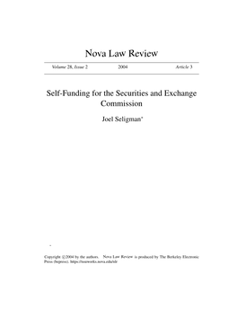 Self-Funding for the Securities and Exchange Commission
